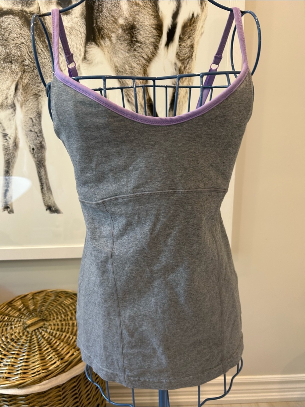 Lululemon Gray Tank Top with Lavender Trim